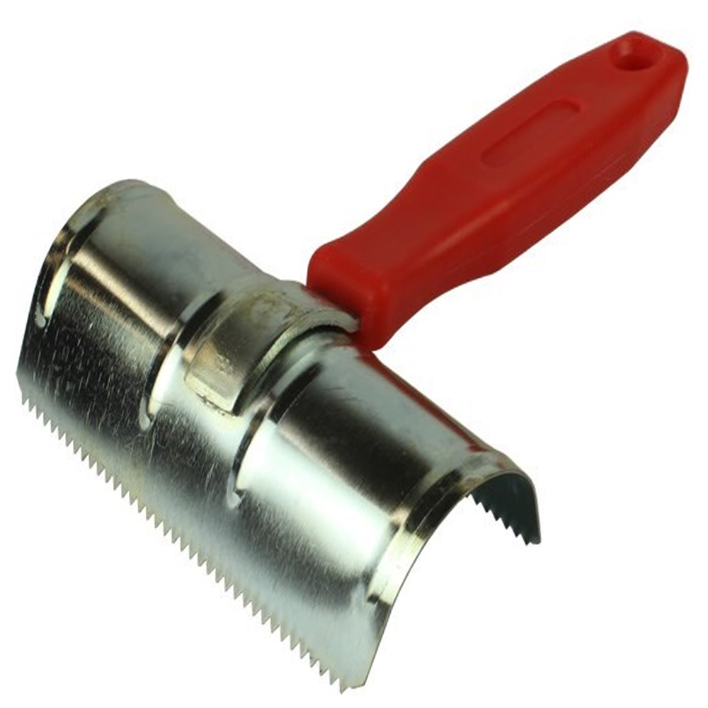 (WI-520) METAL CURRY ROUND COMB, PLASTIC HANDLE (GALVANIZED)????