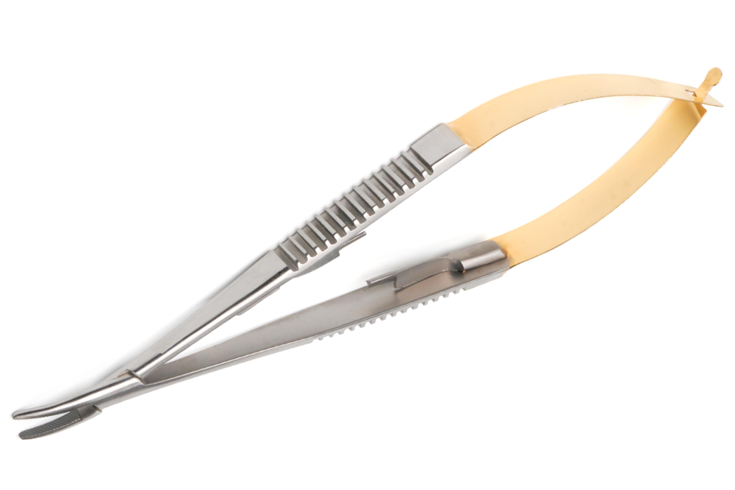 (WI-10034) TC GOLD CASTROVIEJO NEEDLE HOLDER WITH LOCK CURVED✂
